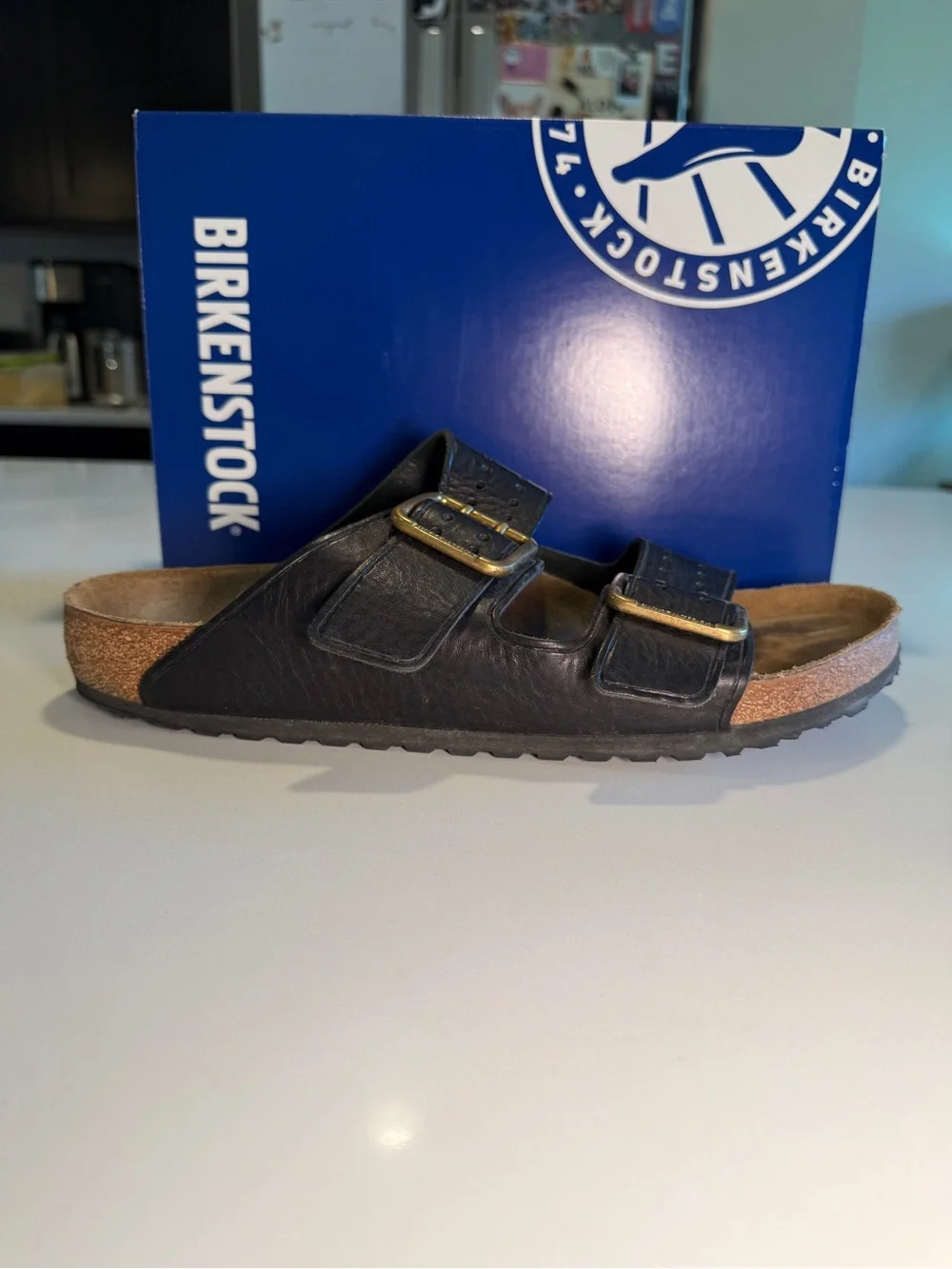 BIRKENSTOCK - Arizona Bold Gap Sandals in Black and Gold - Men’s Size EU 45
